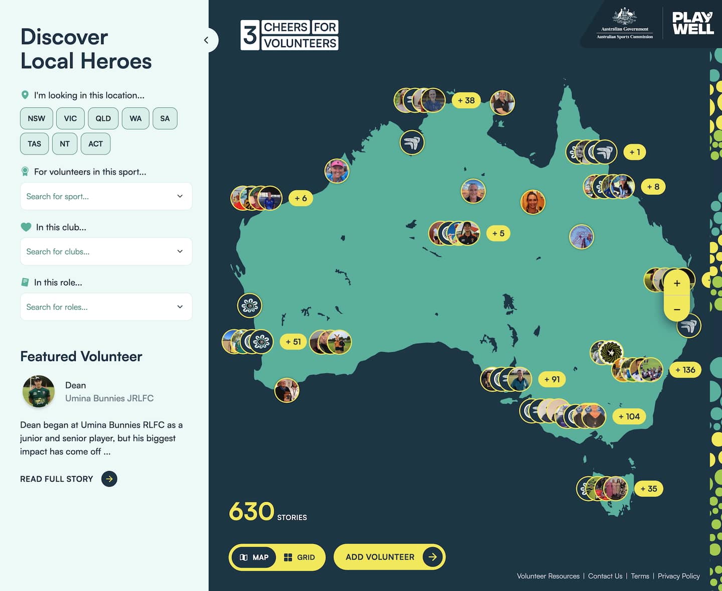 Australian Sports Commission Volunteer Map